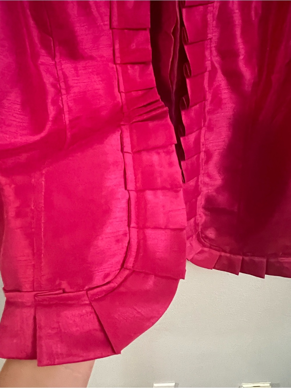dressbarn Fuchsia Satin Open-Front Ruffle Hem Jacket Size 14/16 - Picture 5 of 11